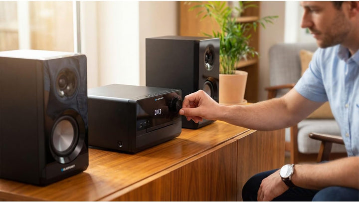 Blaupunkt MS49DAB Micro Stereo Installation mit DAB+ Bluetooth HDMI ARC CD USB FM Radio 100W RMS Opt