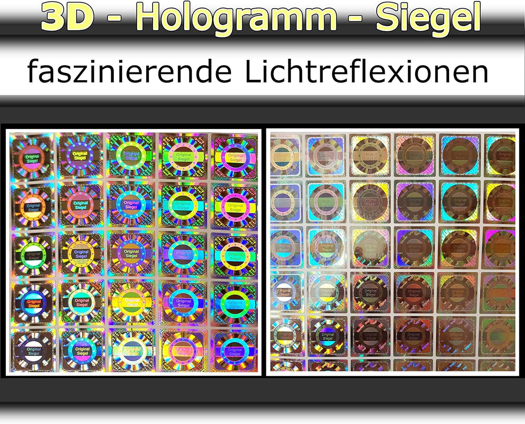 1000 Stk - 3D Hologramm Original-Siegel 25mm - Sicherheitssiegel Qualitätssiegel Garantie-Siegel Sic