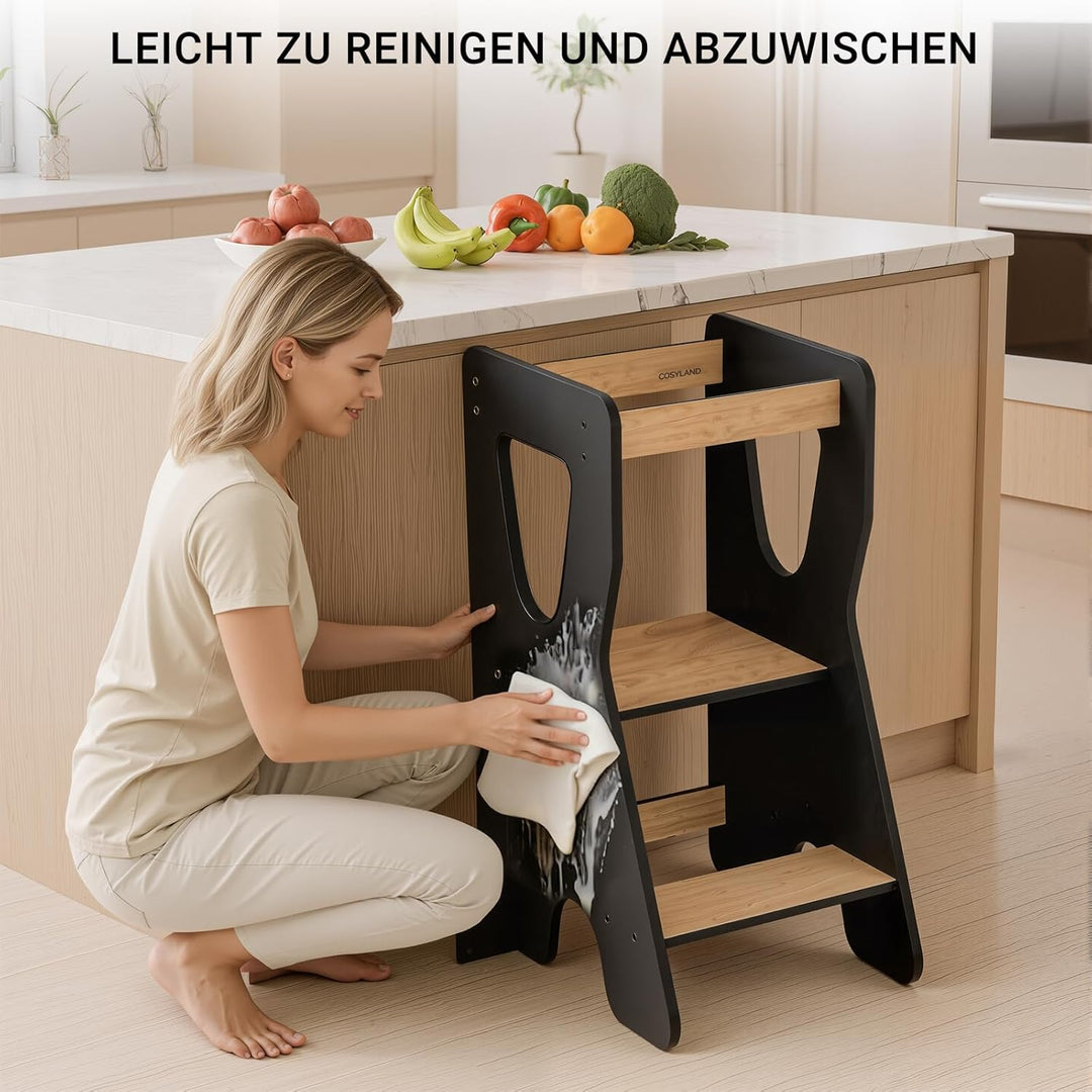 COSYLAND Lernturm ab 1 Jahr - Learning Tower - Höhenverstellbar Montessori Lernturm mit Kippschutz,