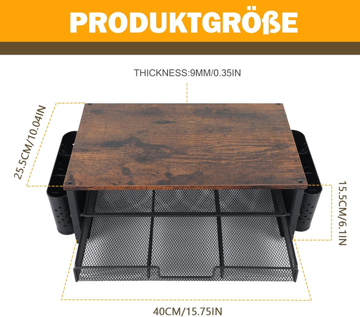 Monitorständer mit Schublade und 2 Stifthaltern, Schreibtisch-Organizer 40 × 25.5 × 15.5 cm Bildschi