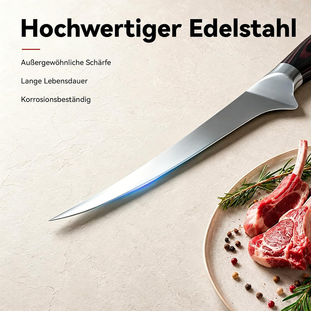 pullther Filetiermesser Fisch 18cm, Küchenmesser, Profi Ausbeinmesser 18 cm, 18 cm