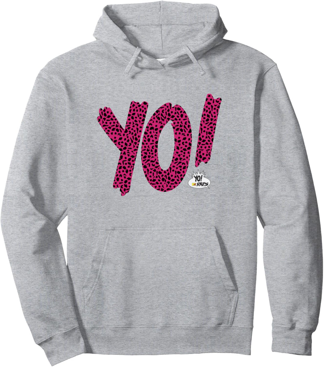 MTV YO RAPS Pink And Black Leopard Retro Logo Pullover Hoodie