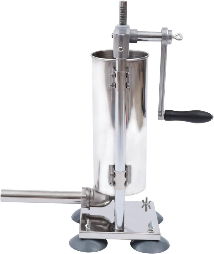 Wurstfüller manuell 3L/6lbs, Wurstfüllmaschine aus Edelstahl mit Handkurbel, 8 Füllrohren und 4 Saug
