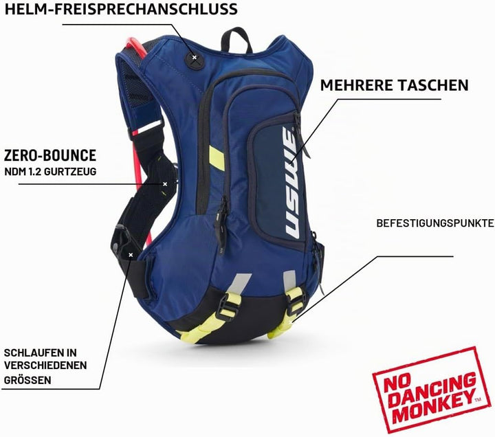 USWE Moto Hydro Hydration Pack - with Water Bladder, a High End, Bounce Free Backpack for Enduro and