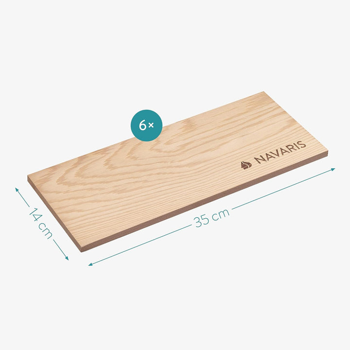 Navaris 6X Zedernholz Grillbretter zum Grillen - 35 x 14cm - Grill Zedernholzbrett Set - BBQ Grillbr