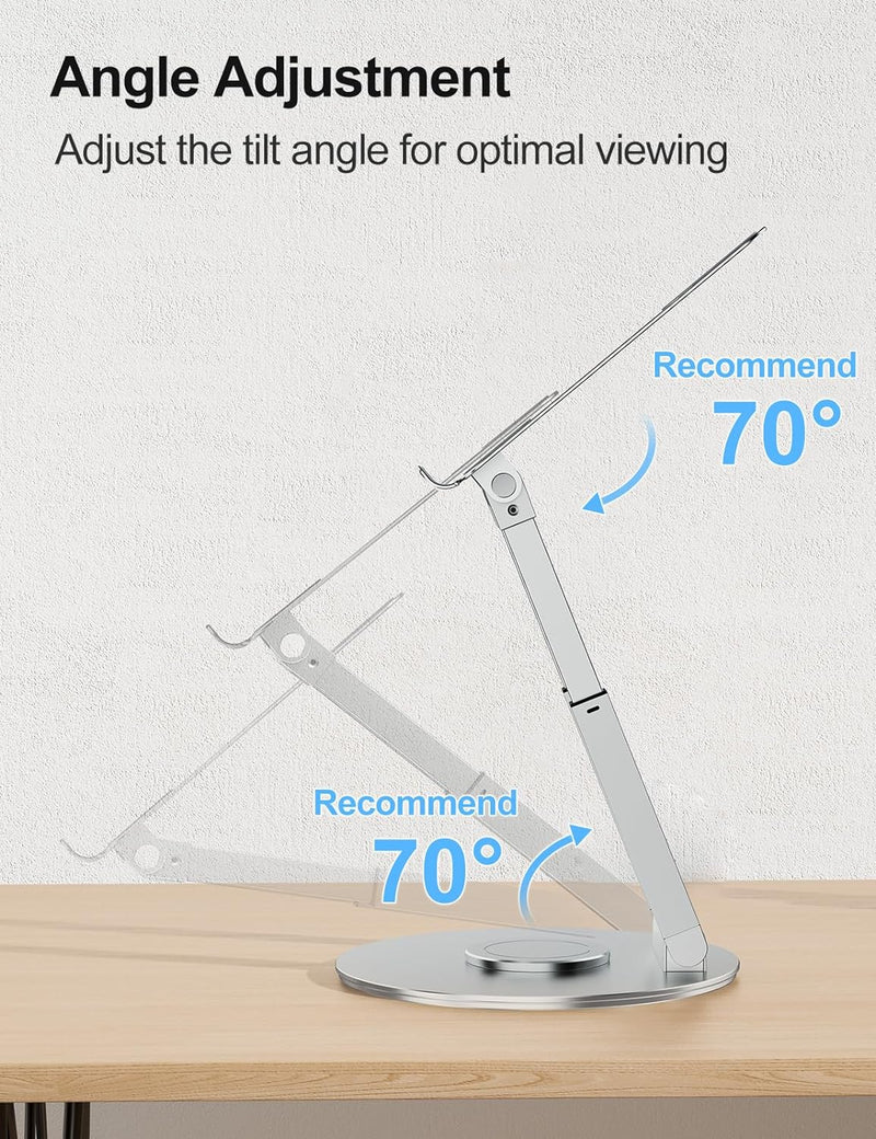 Laptop Ständer Höhenverstellbar mit 360° Drehbarer Basis, Ergonomisch Laptopständer, Laptop Erhoehun