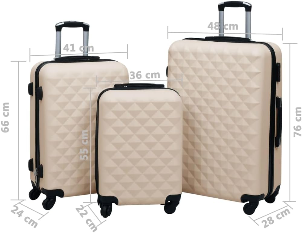 vidaXL Hartschale Trolley Set 3-TLG. 4 360-Grad-Rollen Hartschalenkoffer Reisekoffer Koffer Kofferse