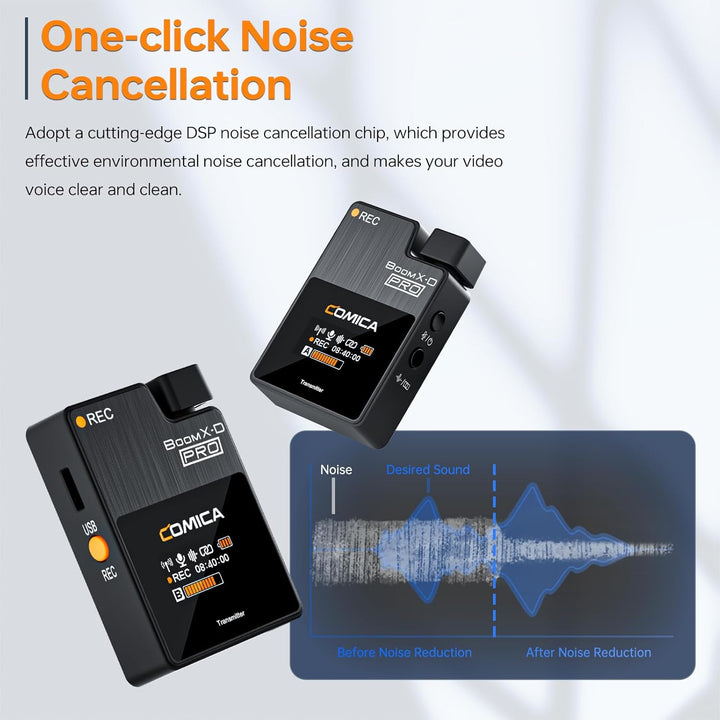 COMICA BOOMX-D2 PRO Lavalier Mikrofon Wireless, 48kHz/16 bit Audioqualität, Lärmminderung, 16GB Spei