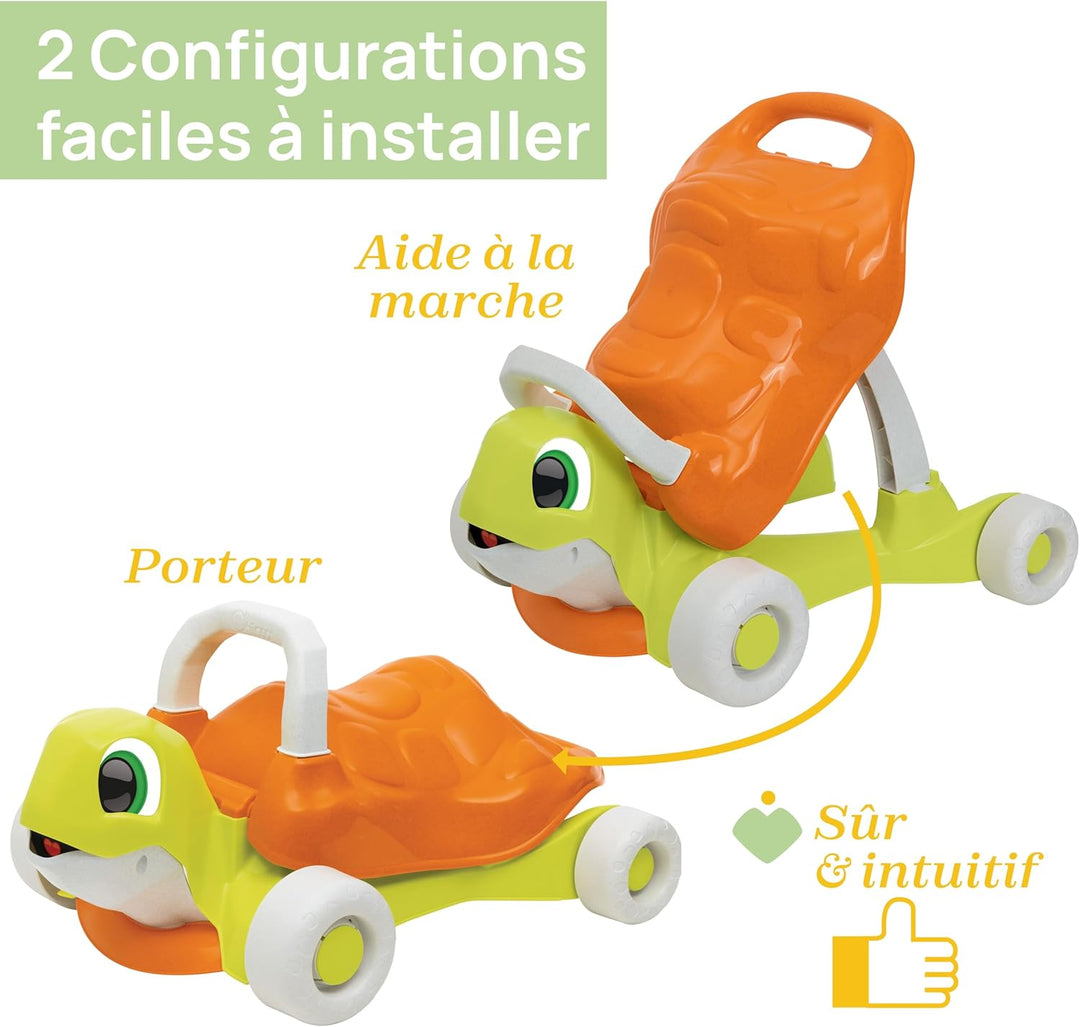 Chicco Walk&Ride Turtle Eco+, Erste Schritte, Walker und Ride 2in1, Sichere und einfache Montage, 80