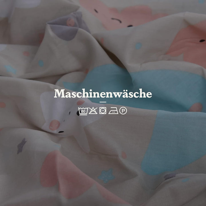 Kinder Bettwäsche 2-TLG (100x135cm / 40x60cm) Bettdecken Set, 100% Baumwolle - Babybettwäsche mit Mo