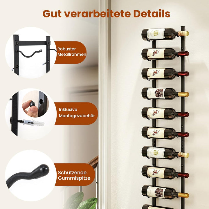 COSTWAY Weinregal Wand für 12 Weinflaschen, Flaschenhalter Metall, Flaschenregal Industrial, Aufbewa