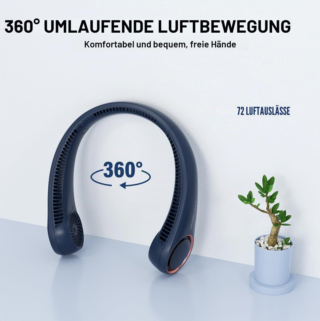 Morelax Tragbarer Hals Ventilator,4000 mAh Batteriebetriebener Tragbarer Persönlicher Ventilator,USB