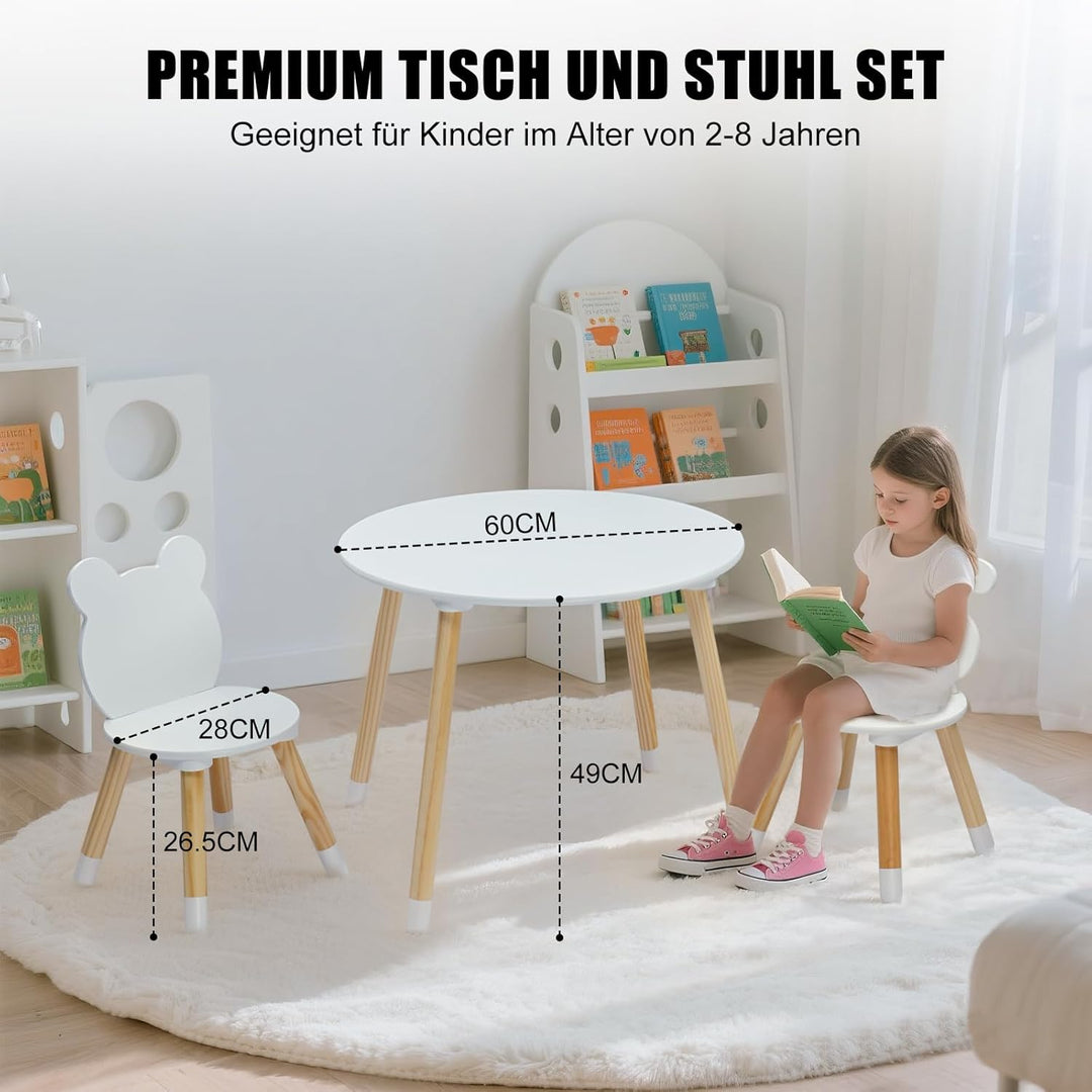 LALAHO Kindertisch mit 2 Stühle，Sitzgruppe Kinder，Kinder Schreibtisch/Maltisch für，Spieltisch，mit Ki