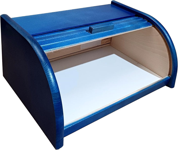 Brot-Box aus Holz, aufrollbar oder herunterklappbar, verschiedene Versionen erhältlich, holz, blau,