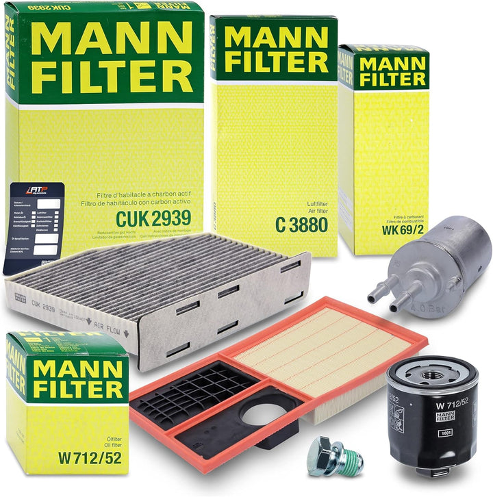 1x MANN-FILTER Ölfilter, 1x MANN-FILTER Luftfilter, 1x MANN-FILTER Innenraumfilter (Aktivkohlefilter
