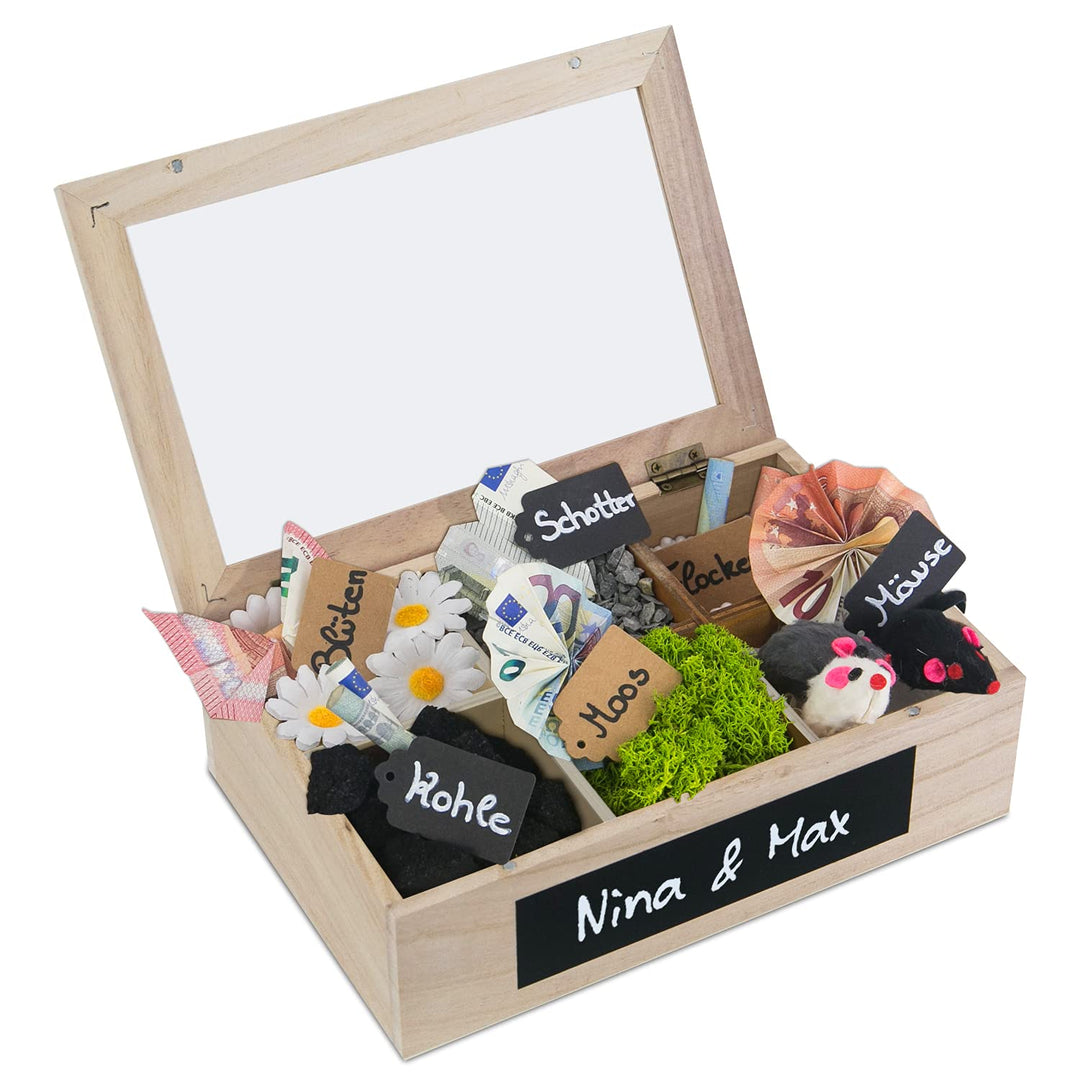 SURPRISA Schotter Schatulle 6er - kreative Verpackung für Geldgeschenke und persönliche Geschenkbox