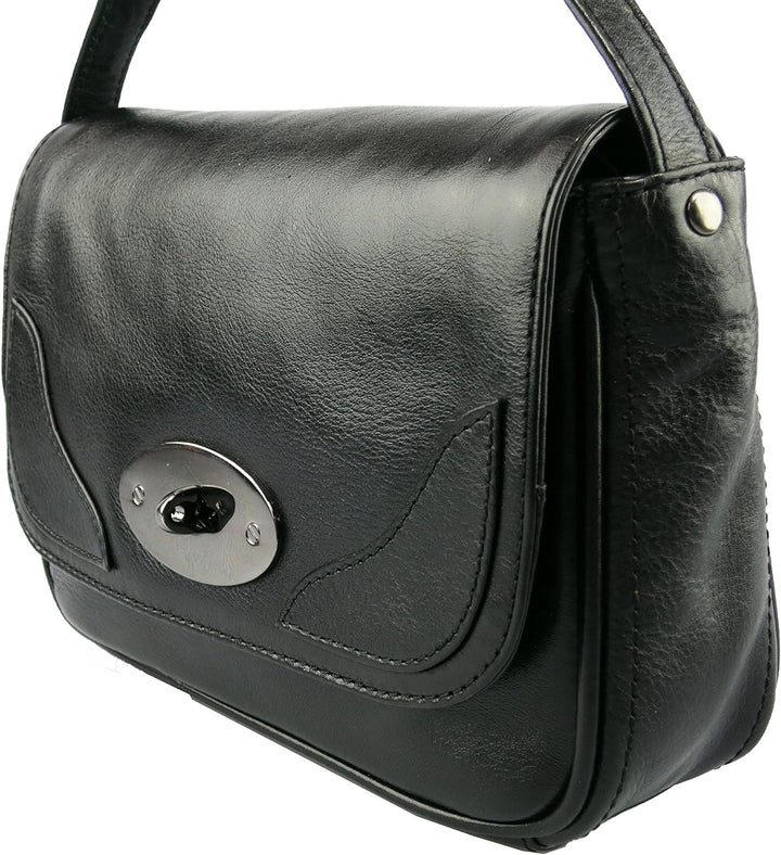 Gräs|chen Fräulein Annika Umhängetasche Leder 25 cm Schwarz, Schwarz