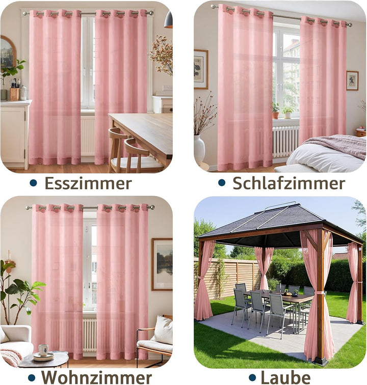 TOPICK Voile Vorhang Mit Ösen Sheer Vorhänge Transparent Gardine Gaze Paarig Ösenschals für Wohnzimm