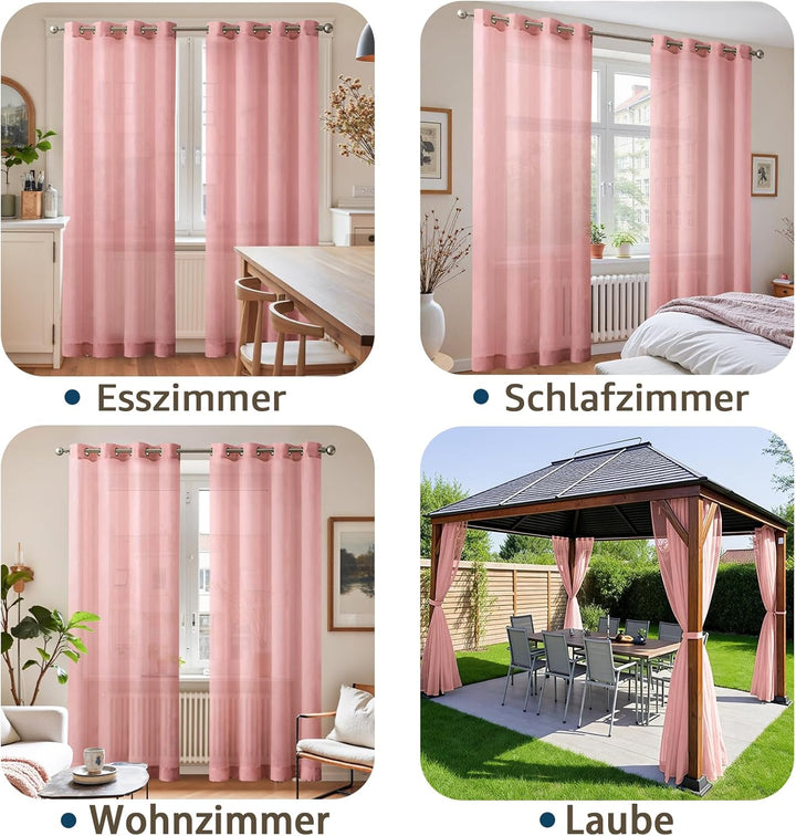 TOPICK Voile Vorhang Mit Ösen Sheer Vorhänge Transparent Gardine Gaze Paarig Ösenschals für Wohnzimm