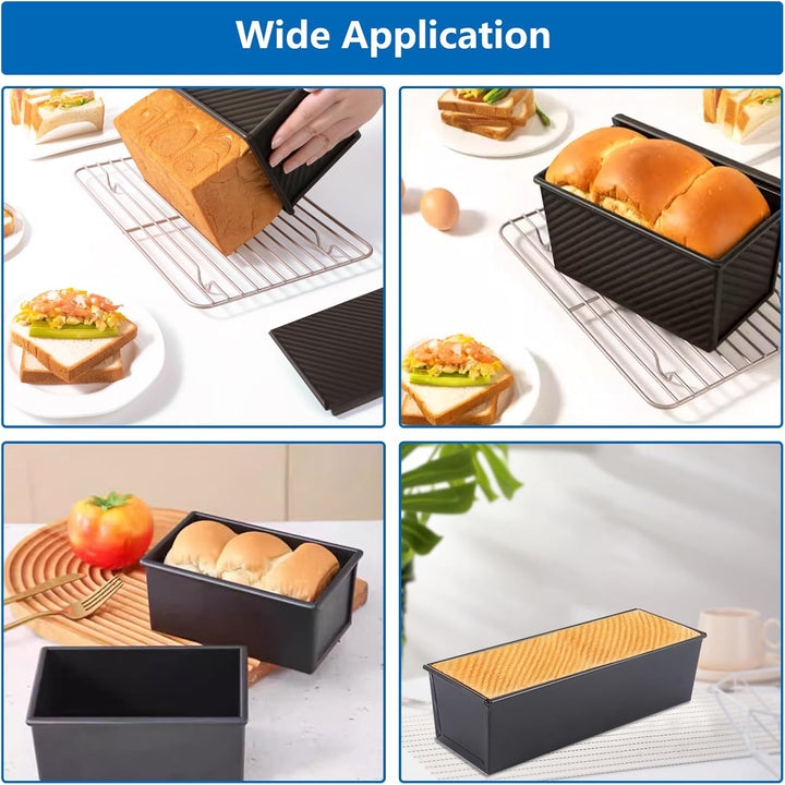 SHUESS 2er Toastbrot Backform mit deckel 600g – 32,5x11,5x9cm Brotbackform mit Deckel Antihaftbeschi