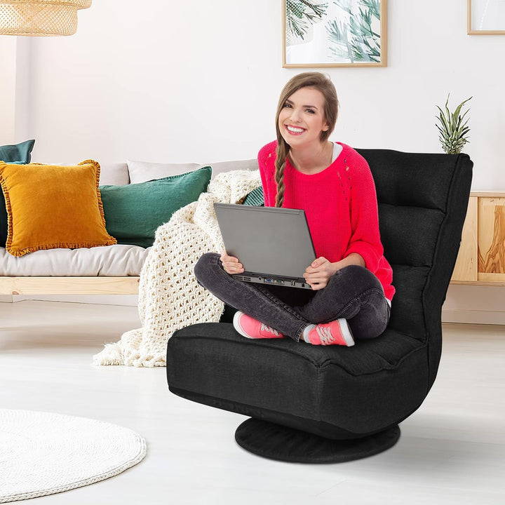 GOPLUS 360° drehbarer Bodenstuhl, klappbarer Bodensessel mit Verstellbarer Rückenlehne, Gamingsessel