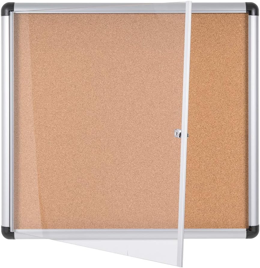 Bi-Office Schaukasten Vitrine"Enclore Extra", Kork, geeignet für 6 x DIN A4, silberner Aluminiumrahm