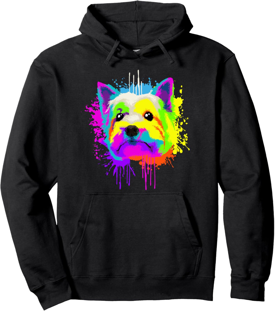Splash Art West Highland Terrier Geschenkidee Hunde Pullover Hoodie