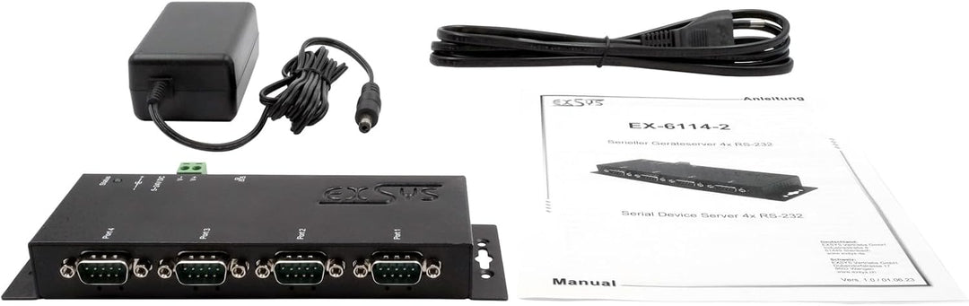 EXSYS EX-6114-2 Ethernet zu Seriell 4 x RS-232 mit 9 Pin Stecker