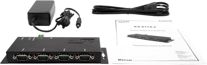 EXSYS EX-6114-2 Ethernet zu Seriell 4 x RS-232 mit 9 Pin Stecker