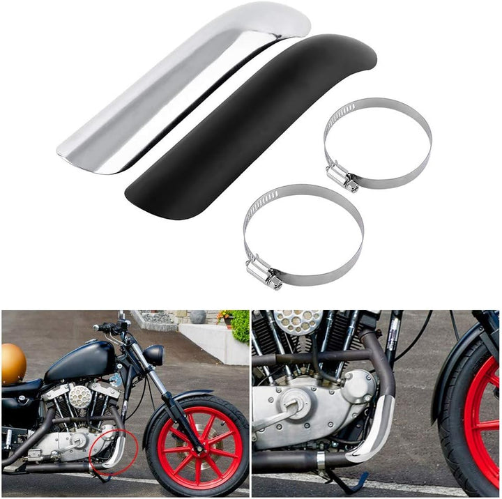 Keenso Motorrad Auspuff Schalldämpfer Hitzeschild Stahl Kurven Auspuff Rohr Abdeckung(Schwarz), Schw