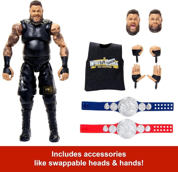 Mattel WWE Ultimate Edition Actionfigur & Zubehör, 15,2 cm Kevin Owens Sammelset, austauschbare Köpf