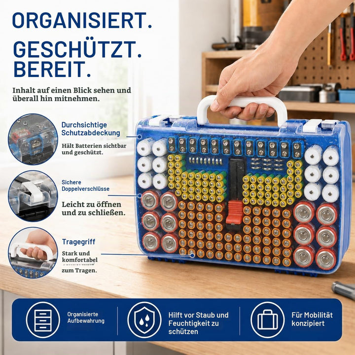 Batterie Aufbewahrungs Organizer mit doppelseitiger Batteriebehälter für 269 Stück AA AAA AAAA 3A 4A