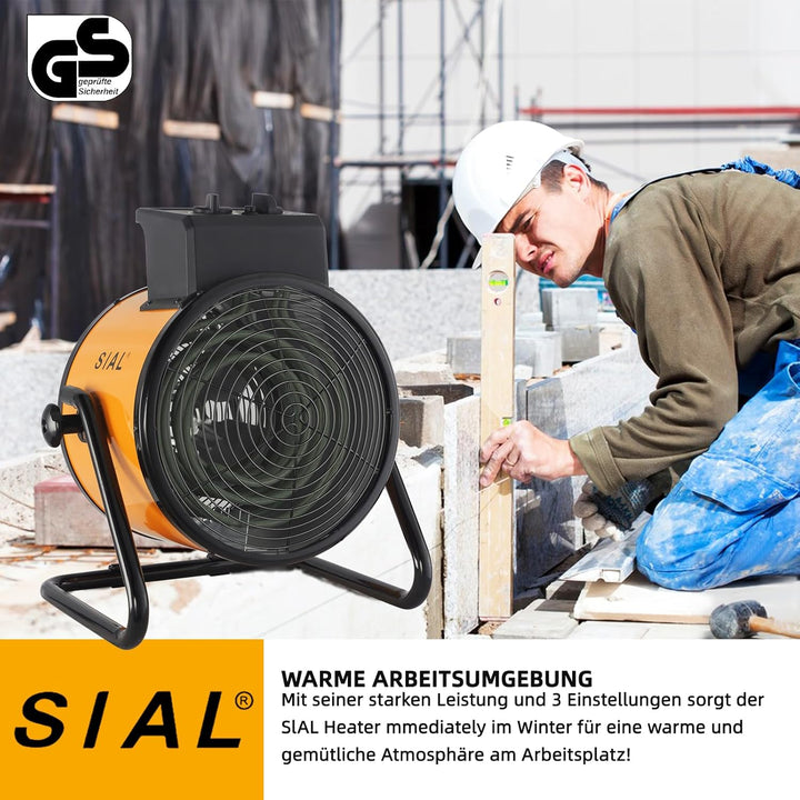 SIAL Industriell Heizlüfter 9000W, 400V - Elektrische Heizung - Heizstrahler Bauheizer - Heizgebläse