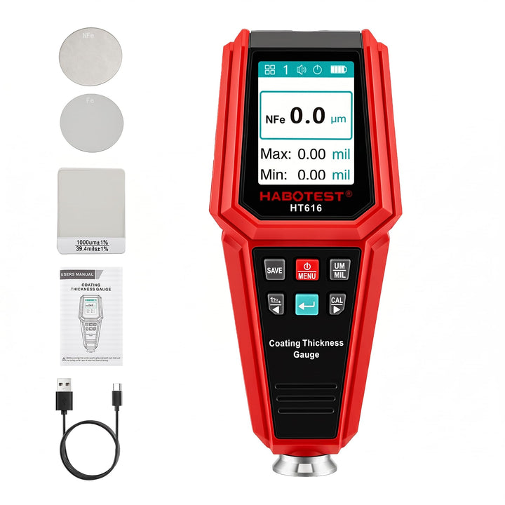 Lackschichtdickenmessgerät für Autos, Autolack Schichtdickenmessgerät Handheld mit LCD Display Hinte