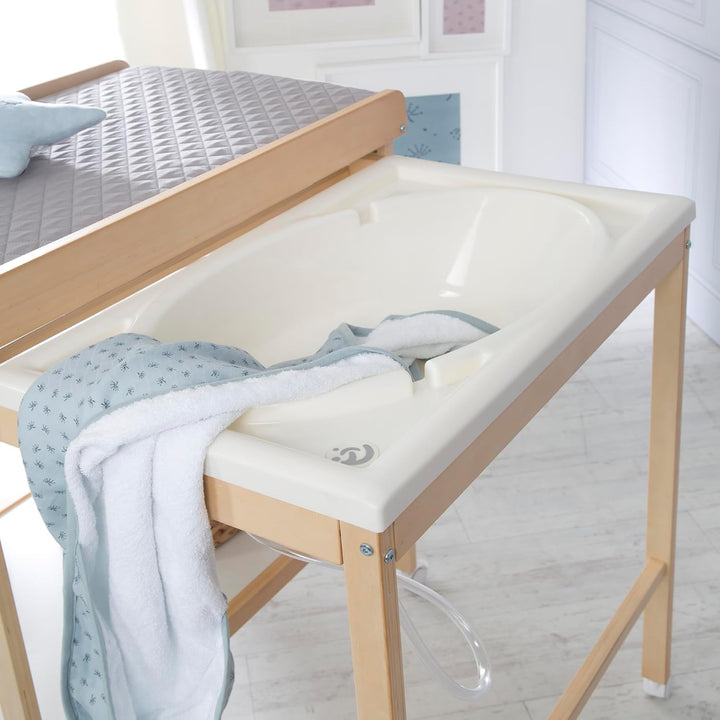 roba Bade Wickel Kombination + Wickelauflage Style grau - Mobiler Wickeltisch mit integrierter Badew