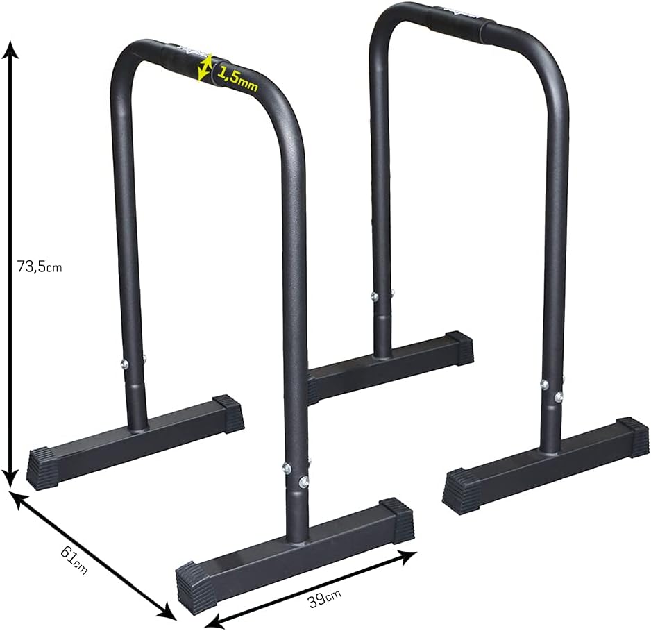 Sporttrend 24® 2 x Parallettes Push Up Stand Bar in schwarz mit extra breitem Fuss | Dip Station Equ