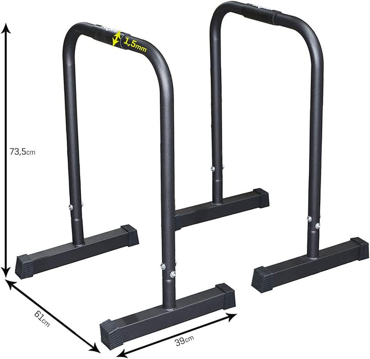 Sporttrend 24® 2 x Parallettes Push Up Stand Bar in schwarz mit extra breitem Fuss | Dip Station Equ