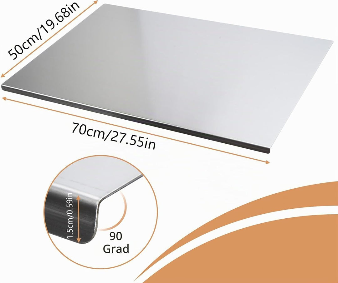 awagas 70x50cm Edelstahlplatte Schneidebrett Grosses Edelstahl nudelbrett Rutschfeste Edelstahl Arbe