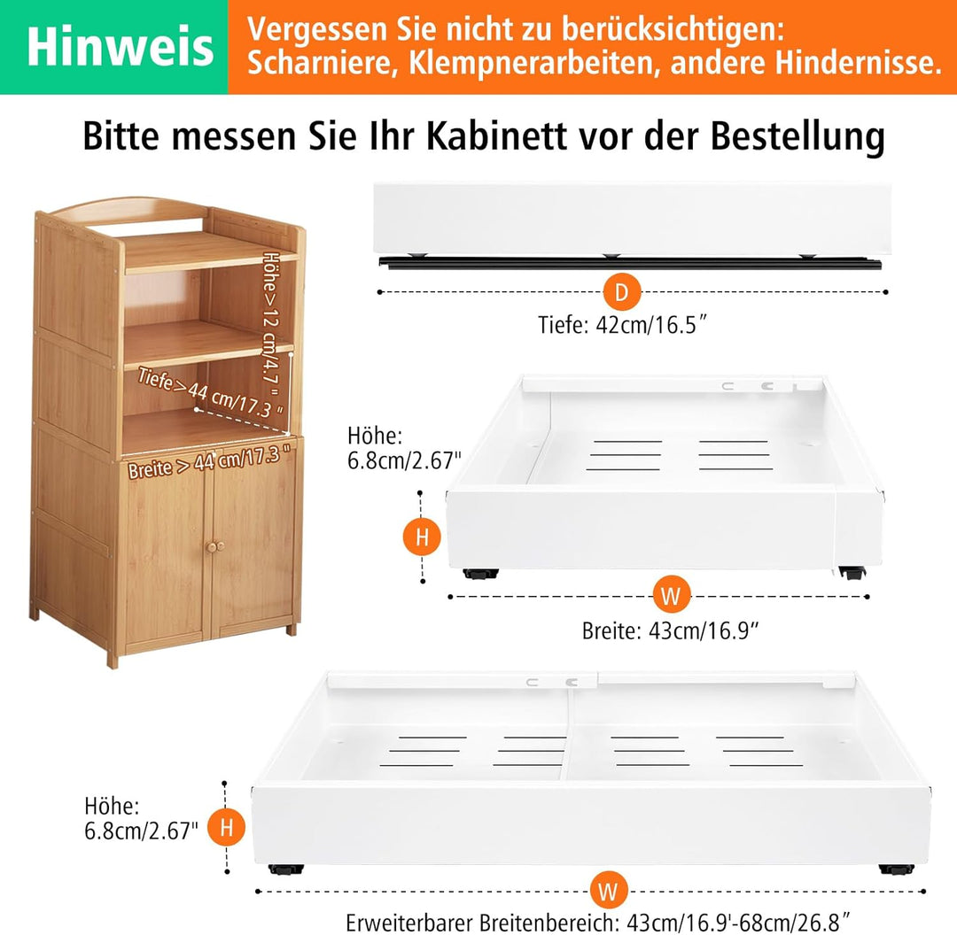 NAYAHOSE Teleskopschublade,Dehnbar Ausziehbarer Schrank Organizer, Kohlenstoffstahl Ausziehbare Schu