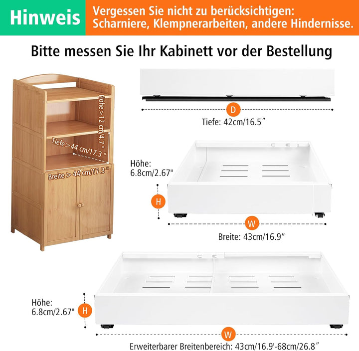 NAYAHOSE Teleskopschublade,Dehnbar Ausziehbarer Schrank Organizer, Kohlenstoffstahl Ausziehbare Schu