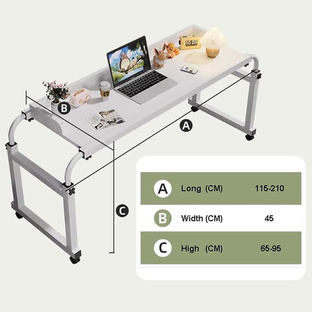 Ausziehbarer Beistelltisch Überbetttisch mit Rollen, Überbetttisch mit Rollen Mobiler Schreibtisch P
