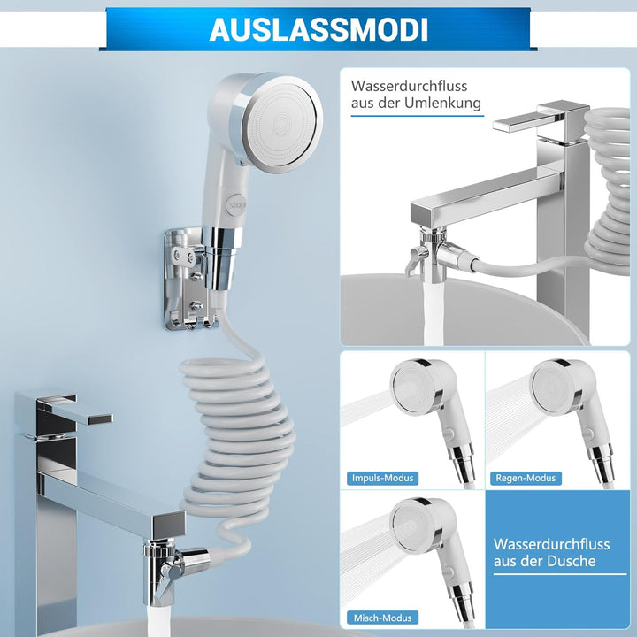 Handbrause für Waschbecken, Waschbeckenbrause mit Schlauch, Handbrause Duschkopf Set Mit Halterung,