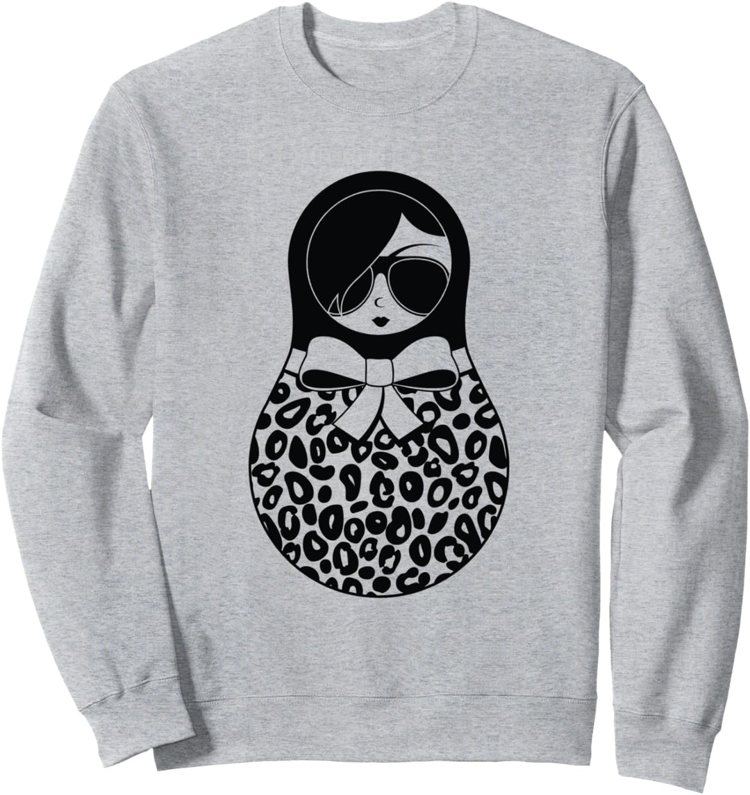 Matroschka Sweta / rote Schleife / Animal-Print / Leo-Muster Sweatshirt