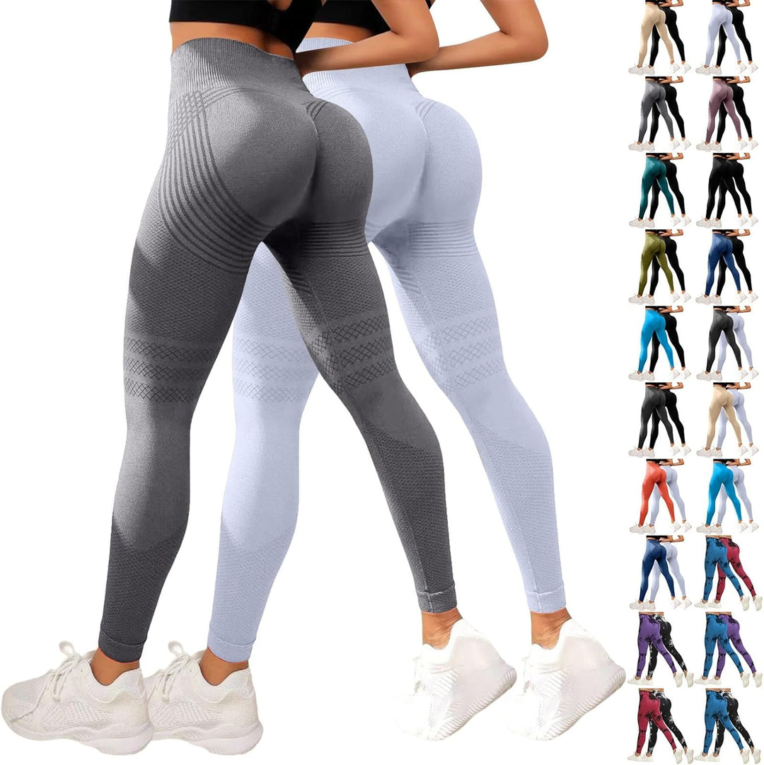2 Stück 3D Anti Cellulite Leggings Damen High Waist Elastische Sporthose Lang Blickdicht Kompression