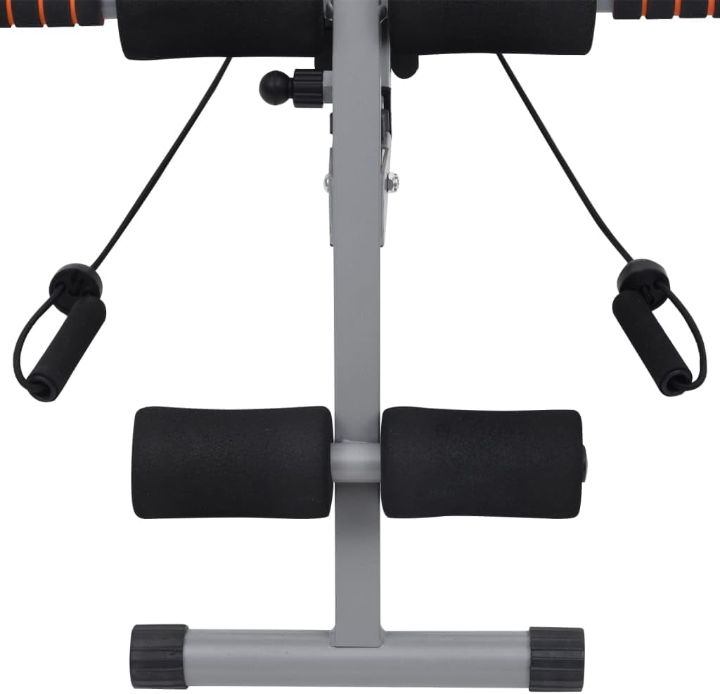 vidaXL Bauchtrainer in L-Form mit Elastischen Bändern Verstellbare Rückenlehne Rückentrainer Bauchmu