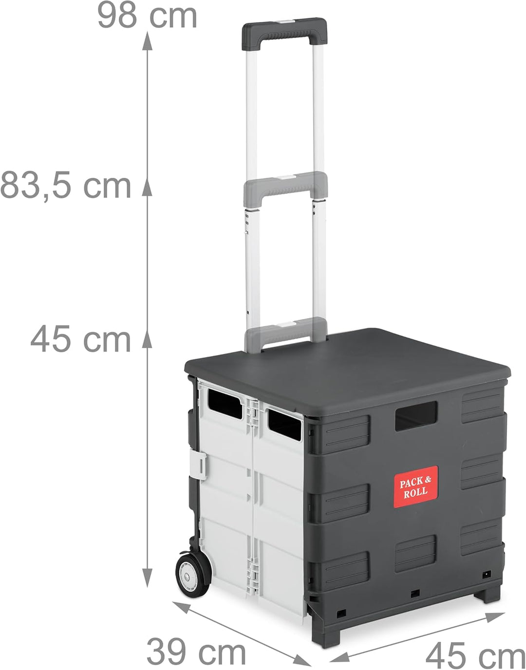 Relaxdays Einkaufstrolley, klappbar, Einkaufskorb mit Rollen, Deckel & Teleskopgriff, bis 35 kg, Rol