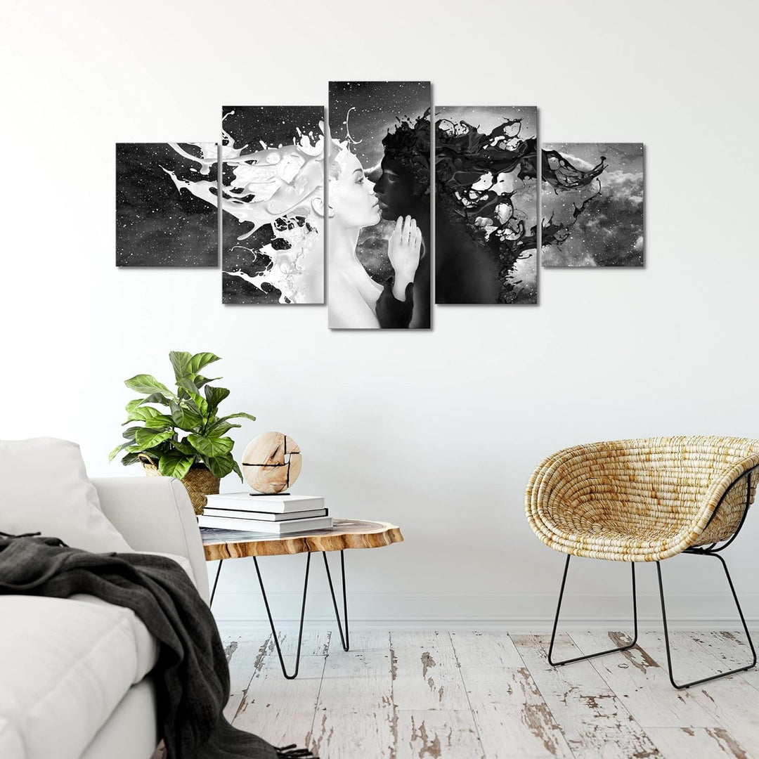 Runa Art - Bilder Milk und Coffee 200 x 100 cm 5 Teilig XXL Wanddekoration Design Schwarz Weiss 0050