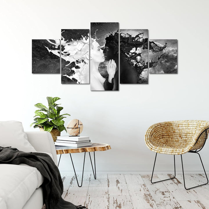Runa Art - Bilder Milk und Coffee 200 x 100 cm 5 Teilig XXL Wanddekoration Design Schwarz Weiss 0050