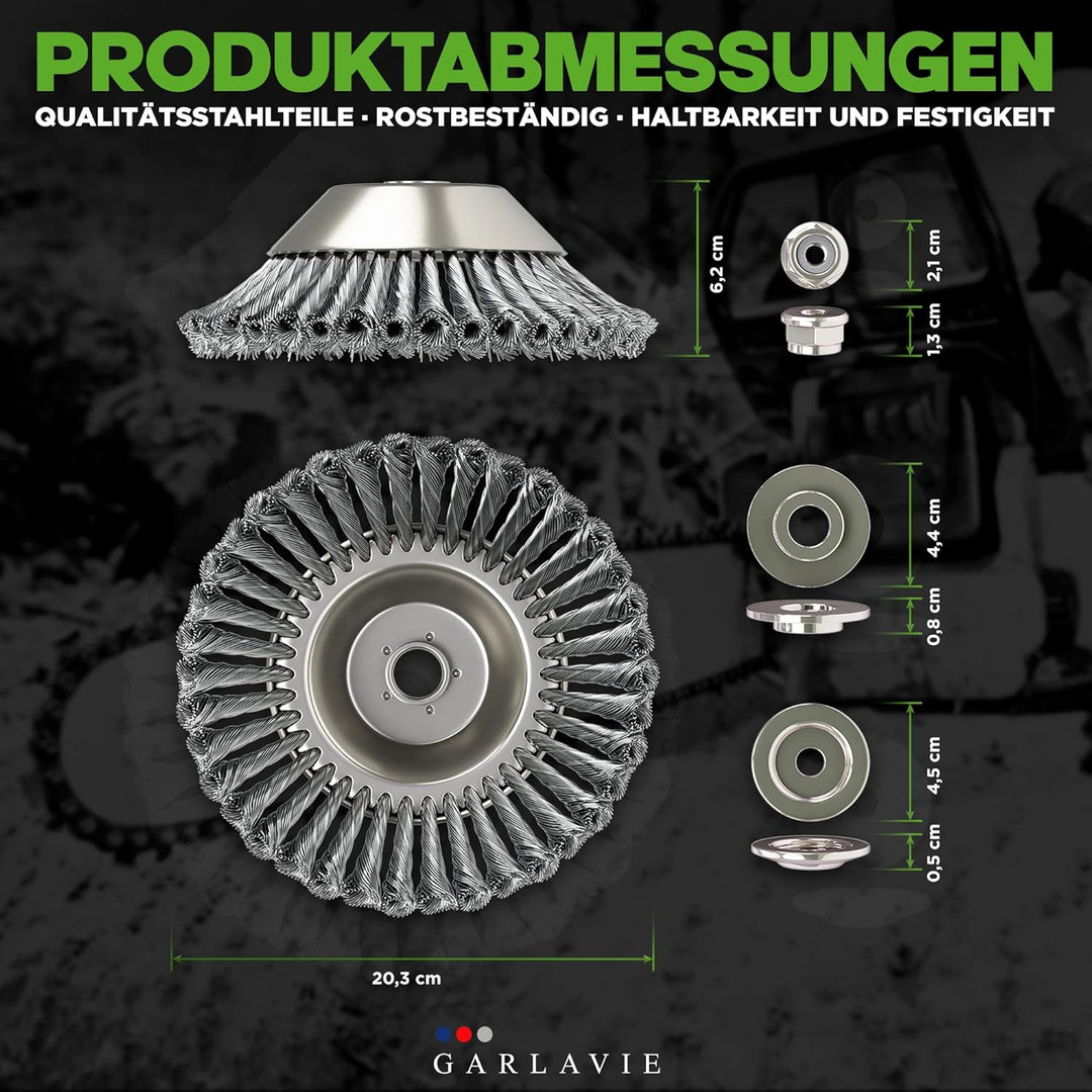 GARLAVIE Profi Unkrautbürste Freischneider mit 25,4mm Bohrung - 2024 Design - Hochwertige Wildkrautb