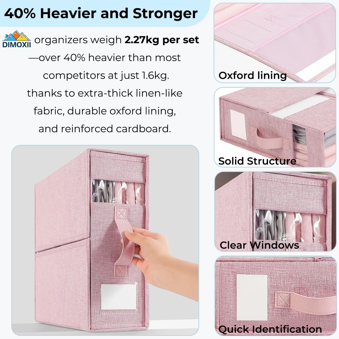 3er-Set Bettwäsche Organizer, über 40% schwerer, Bettwäsche Aufbewahrungsbox mit Sichtfenster, Besch